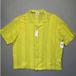 Mode of One Men's Crochet Relaxed  Camp Shirt Harvest Pear XXL $50
